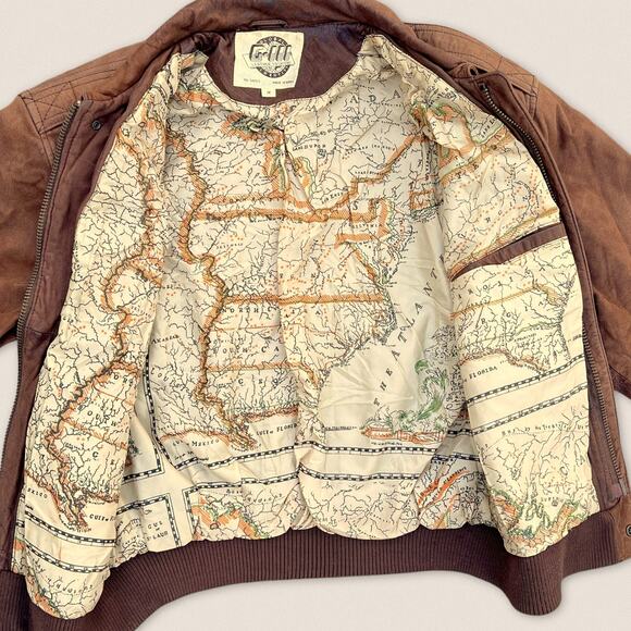 Vintage Brown Leather Bomber Pilot Flight Jacket Global Identity | Size Medium - Picture 2 of 9